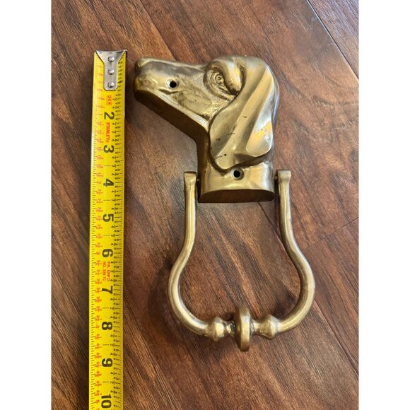 DOG HEAD DOOR KNOCKER FIGURAL SETTER POINTER DACHSHUND BEAGLE BRASS HEAVY 9” - Picture 4 of 10